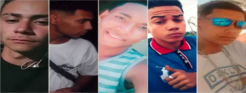 Mortos em chacina em Maricá (da esquerda para a direita): Sávio Oliveira, Mateus Bittencourt, Matheus Baraúna, Marco Jhonathan e Patrick da Silva